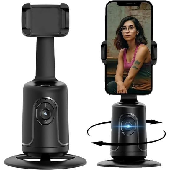 Shoplyhube Smart Ai Facial Recognition Phone Tripod, Auto Face Tracking Tripods 360 Rotation with Stand, Camera Stand with Remote and Gesture Control, for Live Vlog,Video,Content Creator (Black)