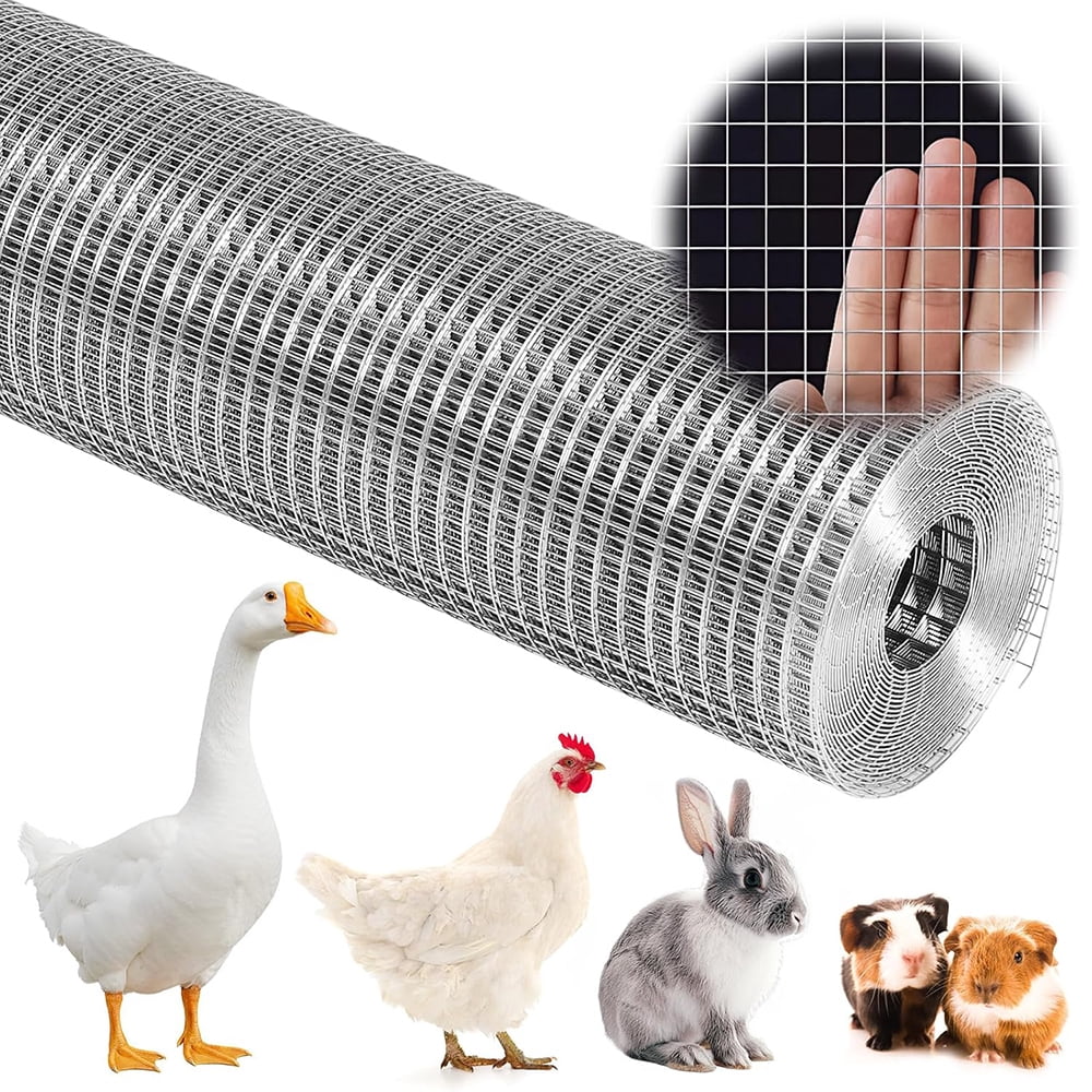 Shopmall 24 in x 10 ft Hardware Cloth Galvanized Welded Metal Wire Fencing Roll Garden Plant & Animal Cage Protection for Chicken Rabbit Small Poultry