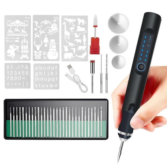 Shopmall Crafts Engraving Pen Portable Electric Engraver Tool Set For Jewelry Wood Metal Stone Plastic Glass Polishing (Black)