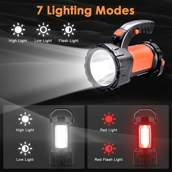 Shopmall Searchlight LED High-Intensity Rechargeable High-Brightness Long-Range Handheld Flashlight Mine Lamp Home Outdoor Flashlight