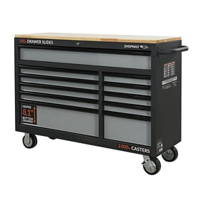 Shopmax 52 in. 11 Drawer Mobile Workstation With Solid Wood Top