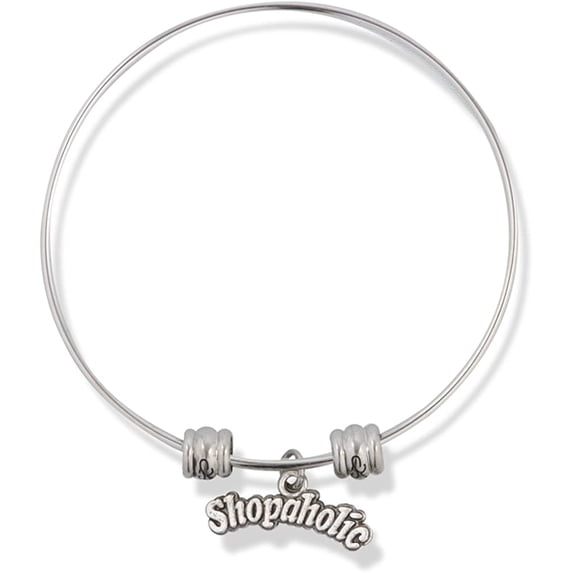 Shopoholic Text Fancy Charm Bangle