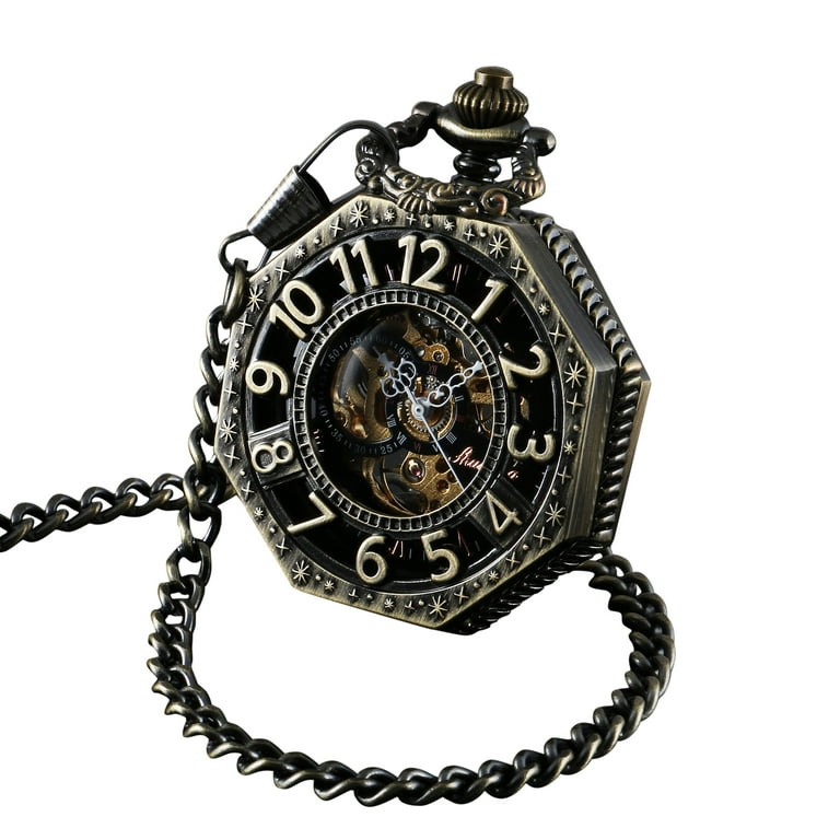 ShoppeWatch Men's Pocket Watch with Chain Hand Winding