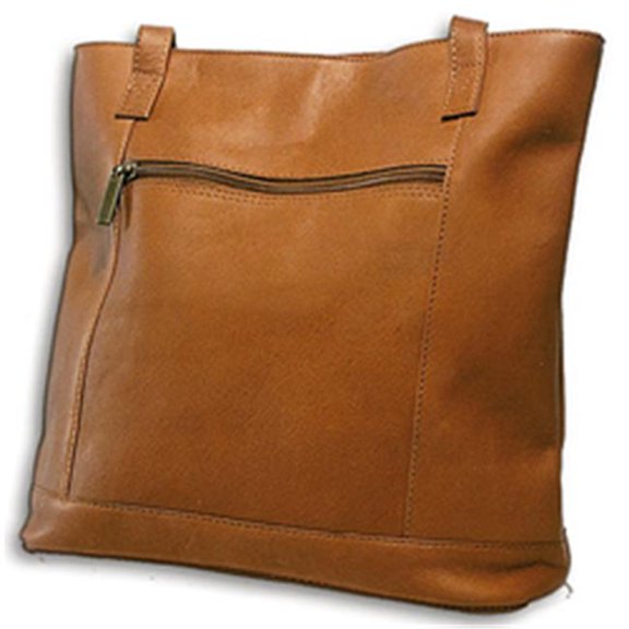 Shopper with Front Zip Pocket & Magnetic Close- Tan