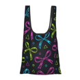 thumbnail image 1 of Shopping Bag 17.5×4.5×15in Crack Resistant Waterproof Super Large Capacity Reusable Extended Handle Can Be Carried Or One Shoulder Bold Thin Neon Contemporary Ribbon Bow Pattern, 1 of 8