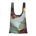 thumbnail image 1 of Shopping Bag 17.5×4.5×15in Crack Resistant Waterproof Super Large Capacity Reusable Extended Handle Can Be Carried Or One Shoulder Green And Brown Gold Marble, 1 of 8