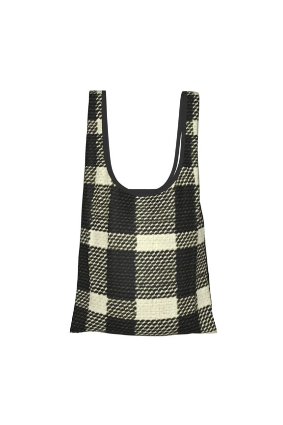 Shopping Bag 17.54.515in Crack Resistant Waterproof Super Large Capacity Reusable Extended Handle Can Be Carried Or One Shoulder Olive Houndstooth Buffalo Plaid Tartan Check Scotland_3