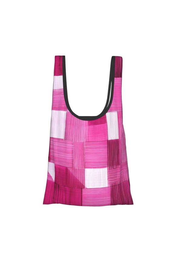 Shopping Bag 17.54.515in Crack Resistant Waterproof Super Large Capacity Reusable Extended Handle Can Be Carried Or One Shoulder Pink Abstract Houndstooth Hand-Drawn Sketch_1