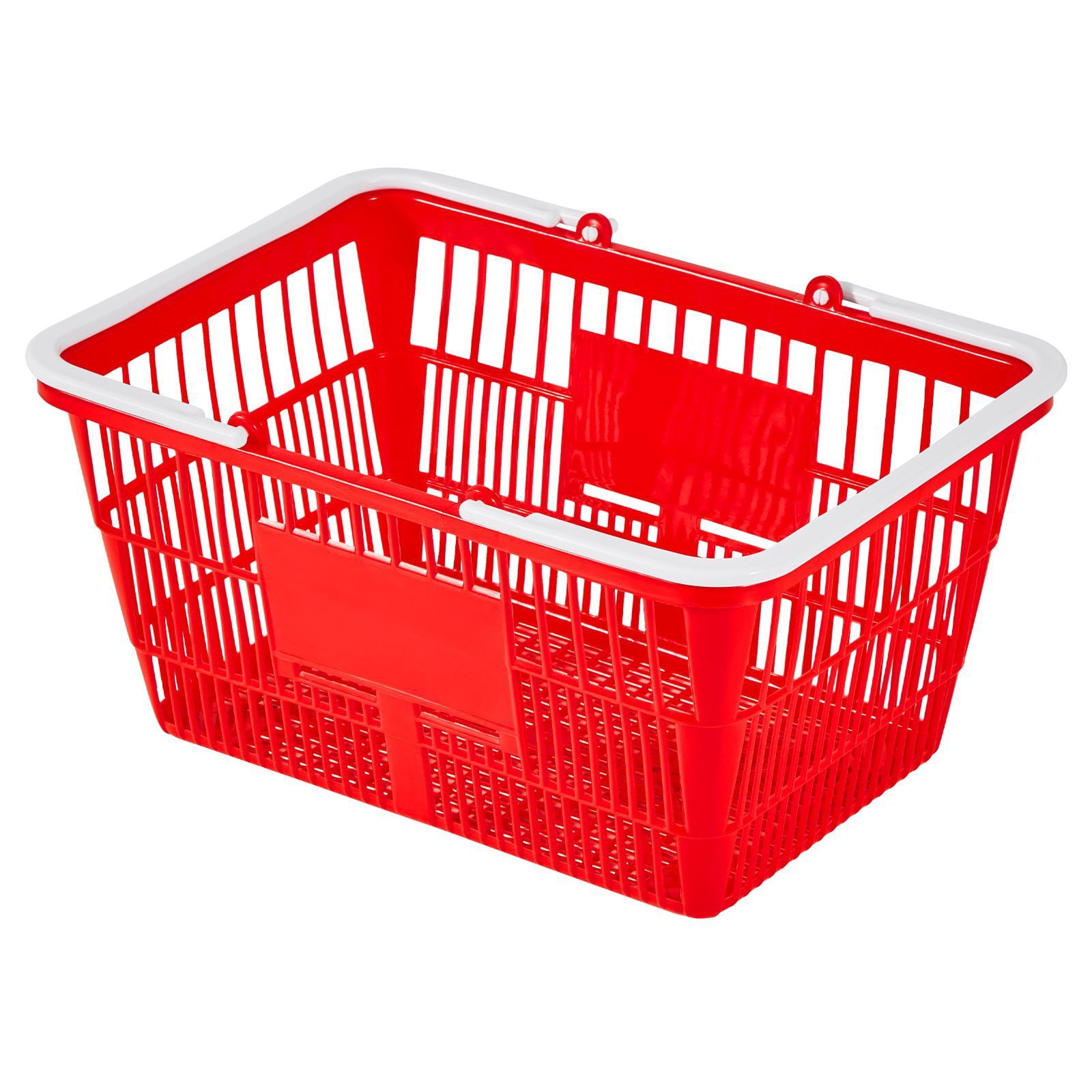 Shopping Baskets, 4 PCS, 21L Stackable PE Plastic, Ergonomic Handles, Dense Mesh Structure, Holds 20 lbs, for Grocery, Retail, Stores & Supermarket Use