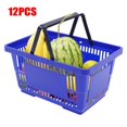 thumbnail image 1 of Shopping Baskets with Handles Plastic Shopping Totes Set of 12 Blue Handheld, 1 of 12