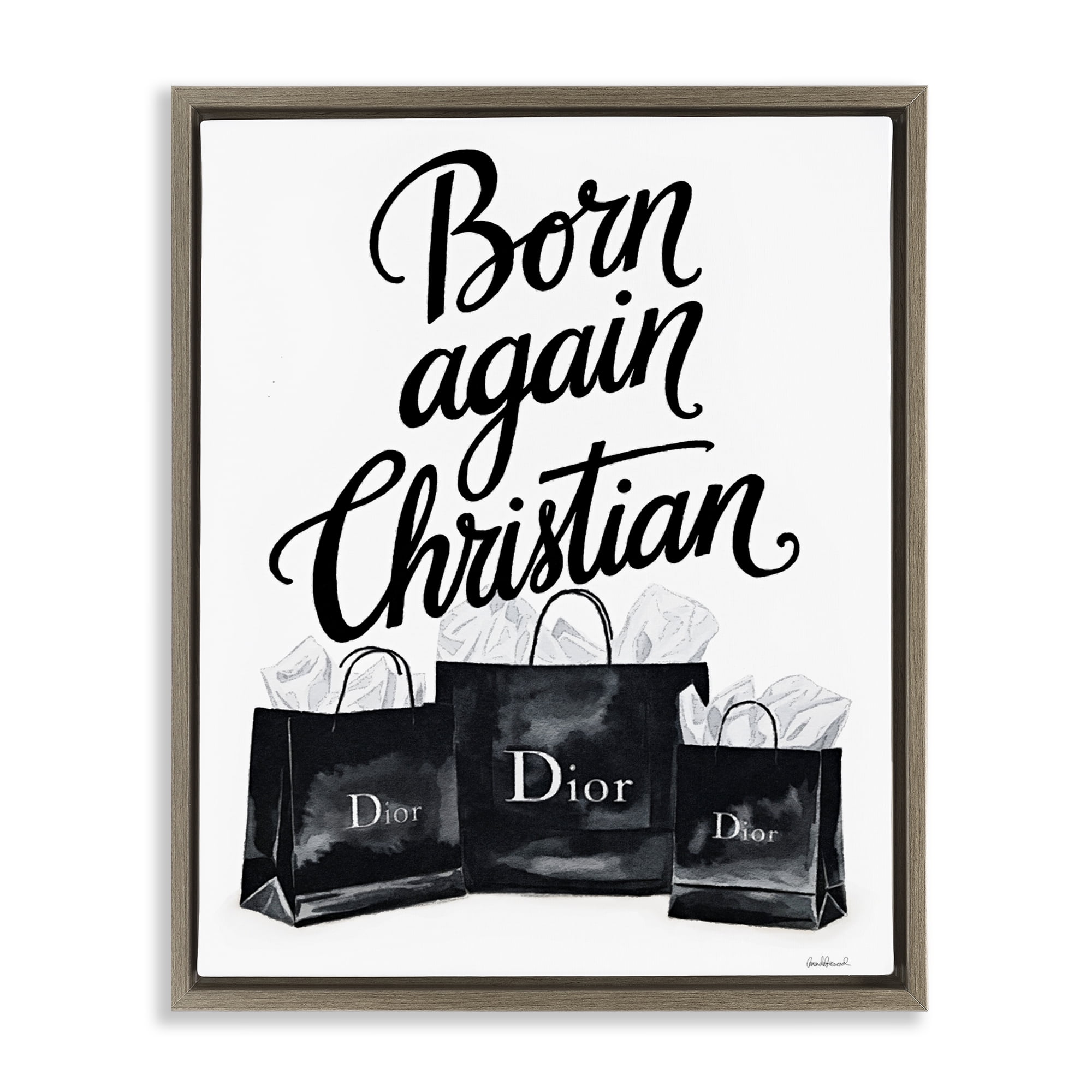 Shopping Born Again Christian Brown Framed Floater Canvas Wall Art, design by Amanda Greenwood