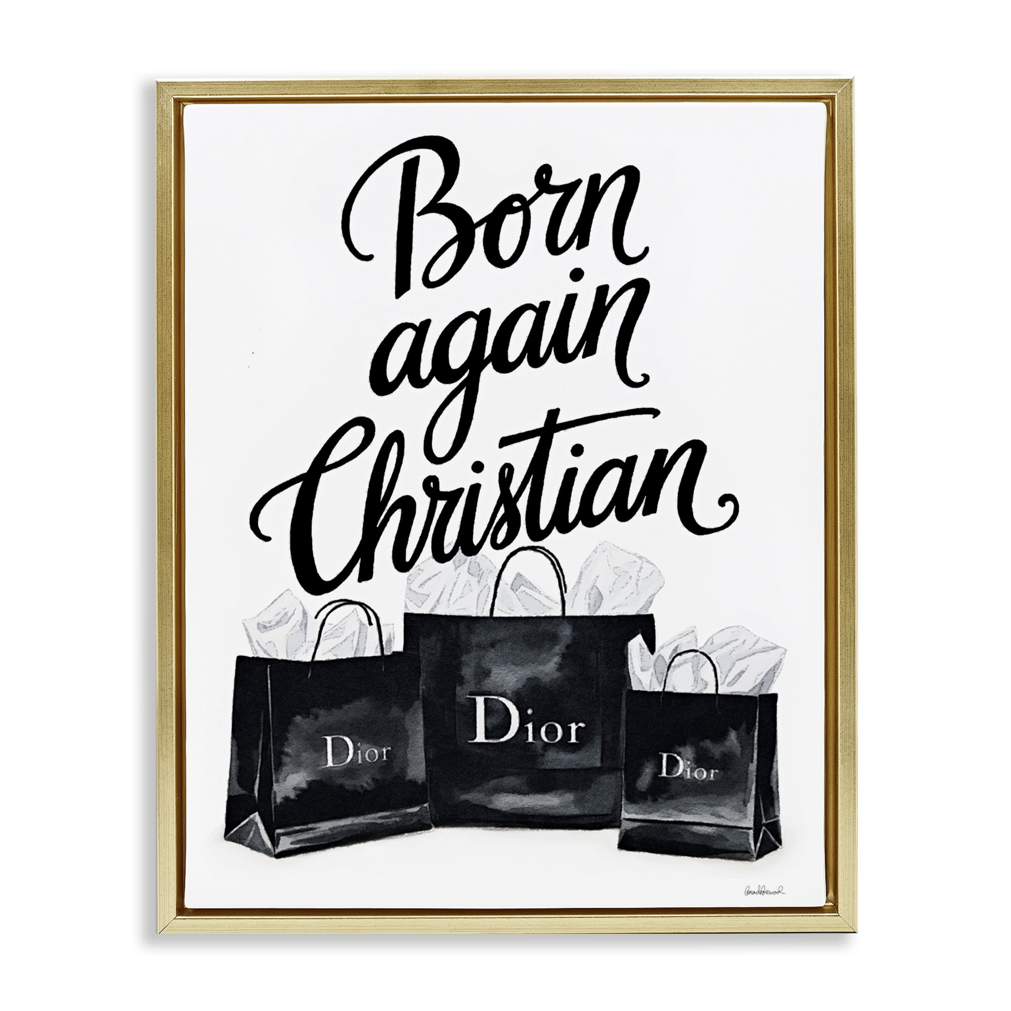 Shopping Born Again Christian Gold Framed Floater Canvas Wall Art, design by Amanda Greenwood