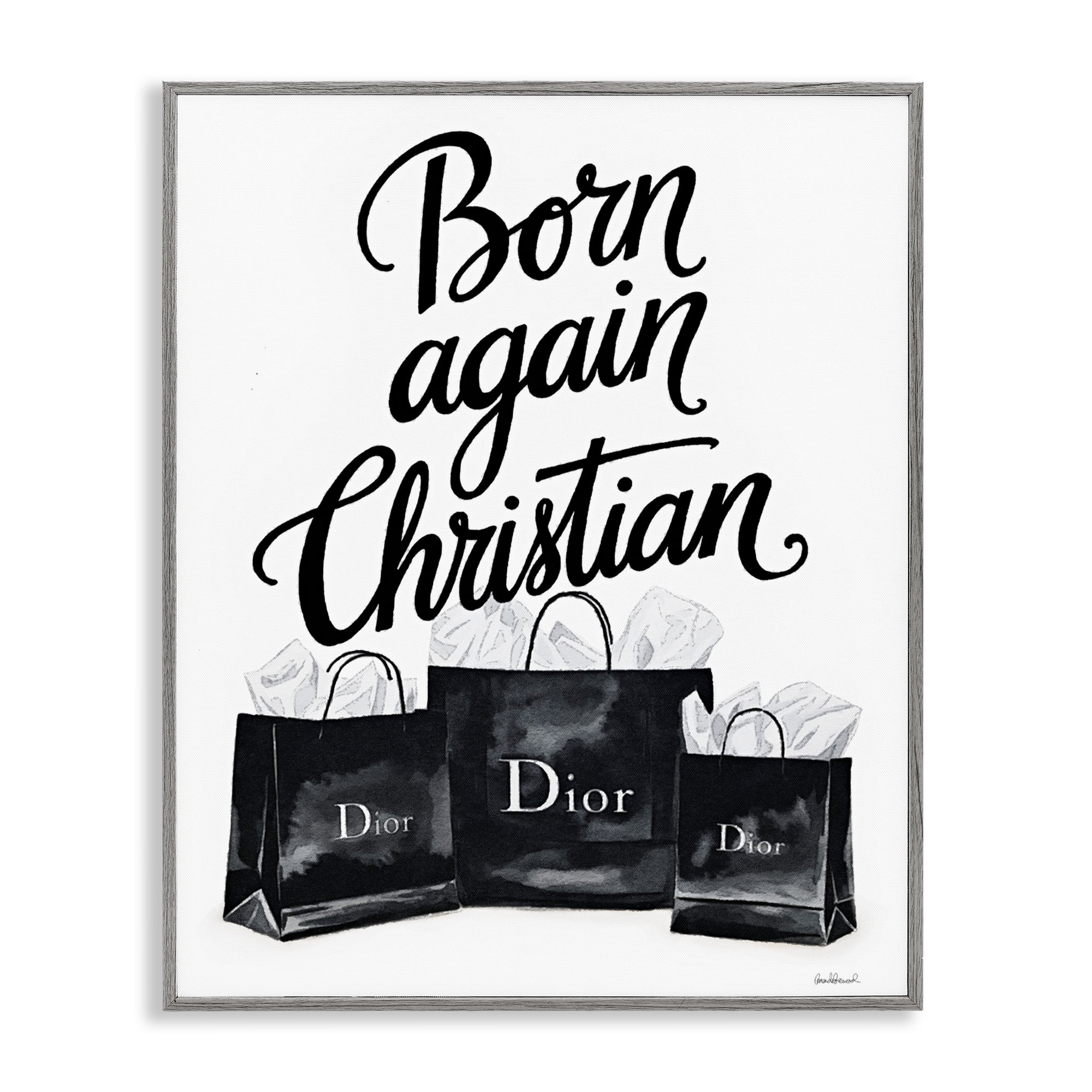 Shopping Born Again Christian Gray Framed Giclee Art, design by Amanda Greenwood
