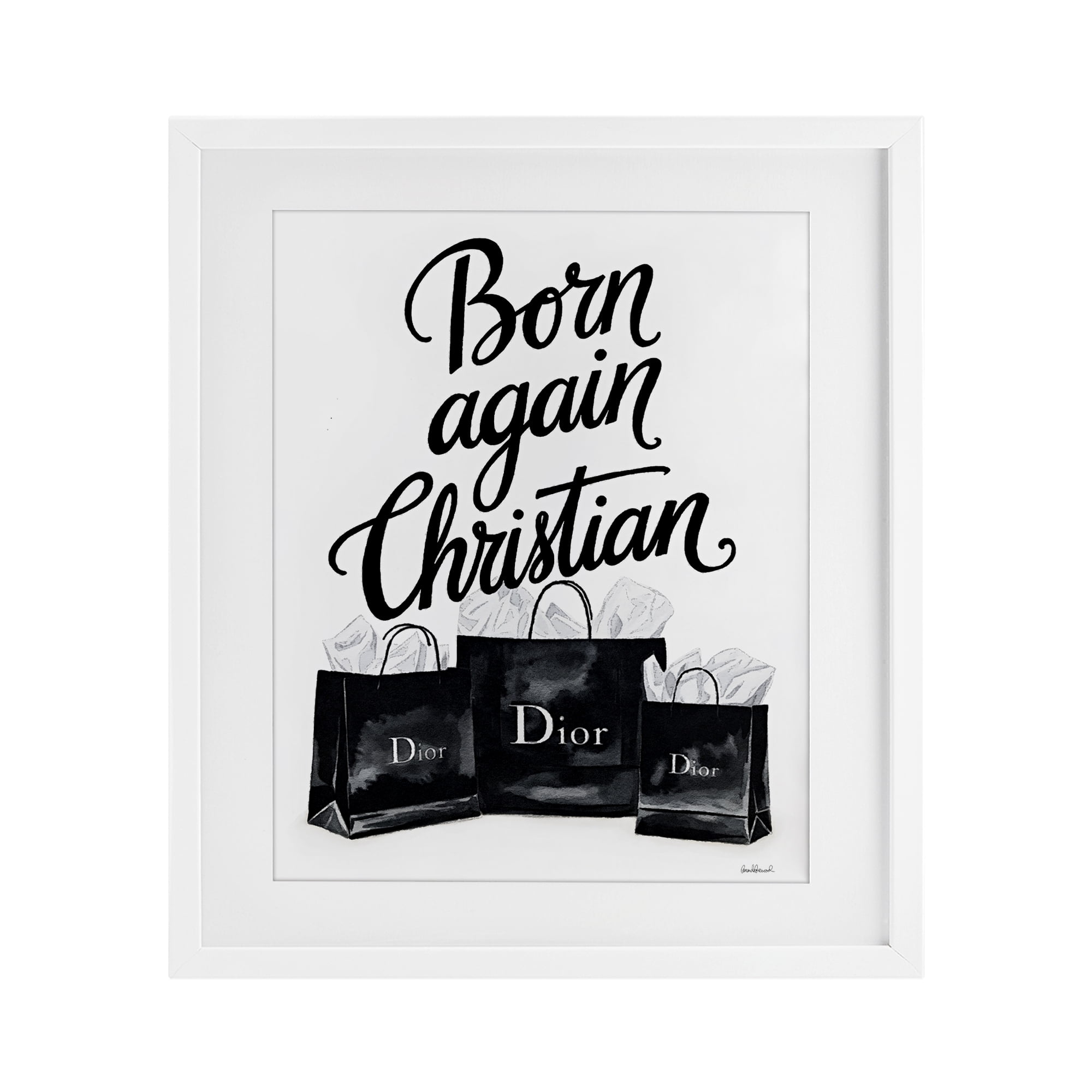 Shopping Born Again Christian White Framed Print Under Glass, design by Amanda Greenwood