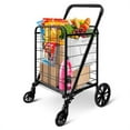 thumbnail image 1 of Shopping Cart with 360 Swivel Front Wheels, Collapsible, Heavy Duty, Versatile Utility Cart, Load Capacity of 110 lbs, for Groceries and Laundry and More, 1 of 8