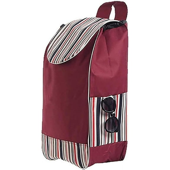 Shopping Cart Bags40L Foldable Shopping Trolley Tote Bag, Portable Waterproof Oxford Cloth Shopping Cart Trolley Bags, Red