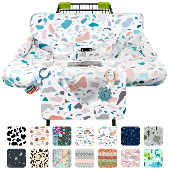 Shopping Cart Cover for Baby 2-in-1 High Chair Cover with Safety Harness Multifunctional Grey Pattern Cart Covers for Babies Soft Padded Grocery Cart Cover for Baby Boy Girl