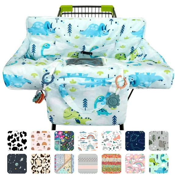 Shopping Cart Cover for Baby 2-in-1 High Chair Cover with Safety Harness Multifunctional Grey Pattern Cart Covers for Babies Soft Padded Grocery Cart Cover for Baby Boy Girl