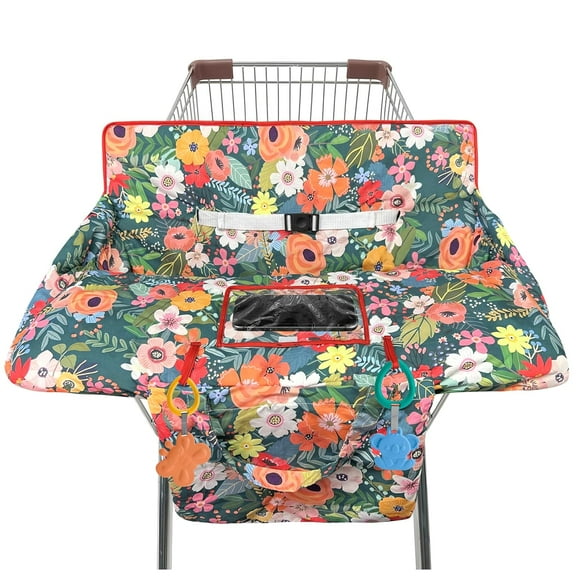 Shopping Cart Cover for Baby,2-in-1 High Chair Cover Soft,Portable, and Machine Washable,Comfortable Cotton Seat Pad with Safety Harness and Portable Cloth Bag,Fits All Supermarkets and Restaurants