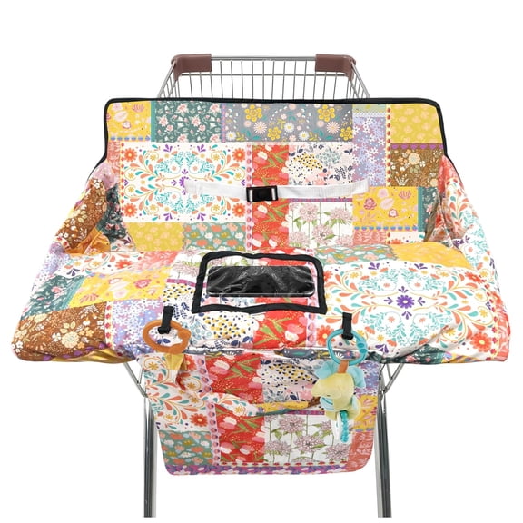 Shopping Cart Cover for Baby 2-in-27 High Chair Cover with Safety Harness Multifunctional Grey Pattern Cart Covers for Babies Soft Padded Grocery Cart Cover for Baby Boy Girl