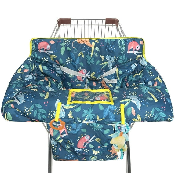 Shopping Cart Cover for Baby 2-in-36 High Chair Cover with Safety Harness Multifunctional Grey Pattern Cart Covers for Babies Soft Padded Grocery Cart Cover for Baby Boy Girl