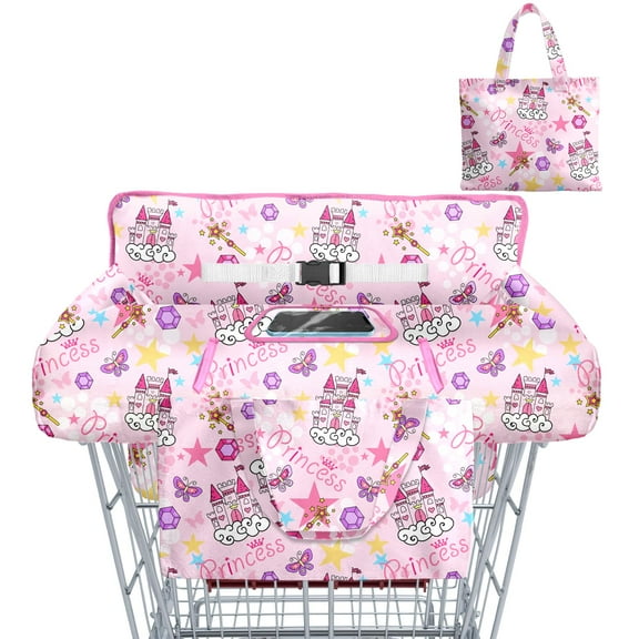 Shopping Cart Cover for Baby Girl Boy 2-in-1 High Chair Water Resistant High Chair Cover w/Phone Pouch Pocket Gender Neutral Cart Cover for Babies Padded Grocery Cart Cover for Baby