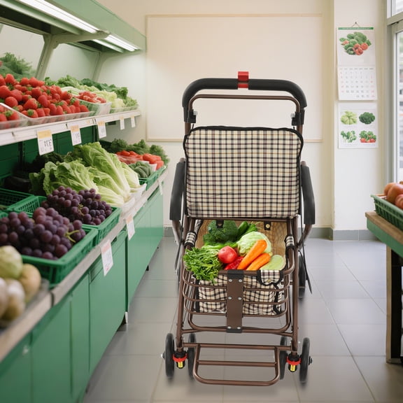 Shopping Cart, Foldable Shopping Cart, Foldable Shopping Cart with Seat For The Elderly Or People With Limited Mobility To Shop, Walk