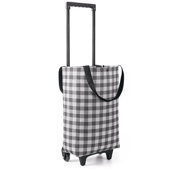 Shopping Cart Folding Portable Rolling Cart with Wheels, 15kg Capacity, Waterproof Fabric, Small Collapsible Tote for Grocery & Travel