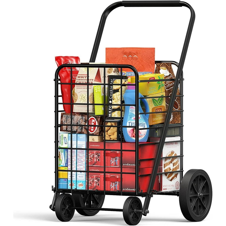 Shopping Cart for Groceries with 176LBS 91L Large Capacity, Heavy