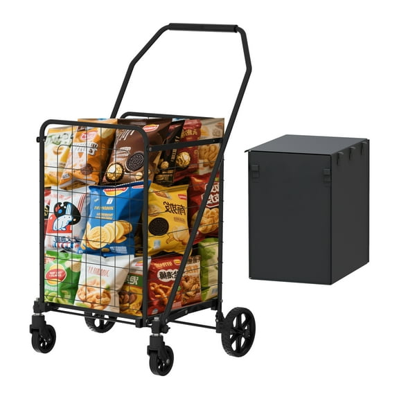 Shopping Cart,Grocery Cart,Garden Carts,Wagons With Wheels,Foldable Utility Shopping Carts for Groceries, Laundry, Pantry, Garage