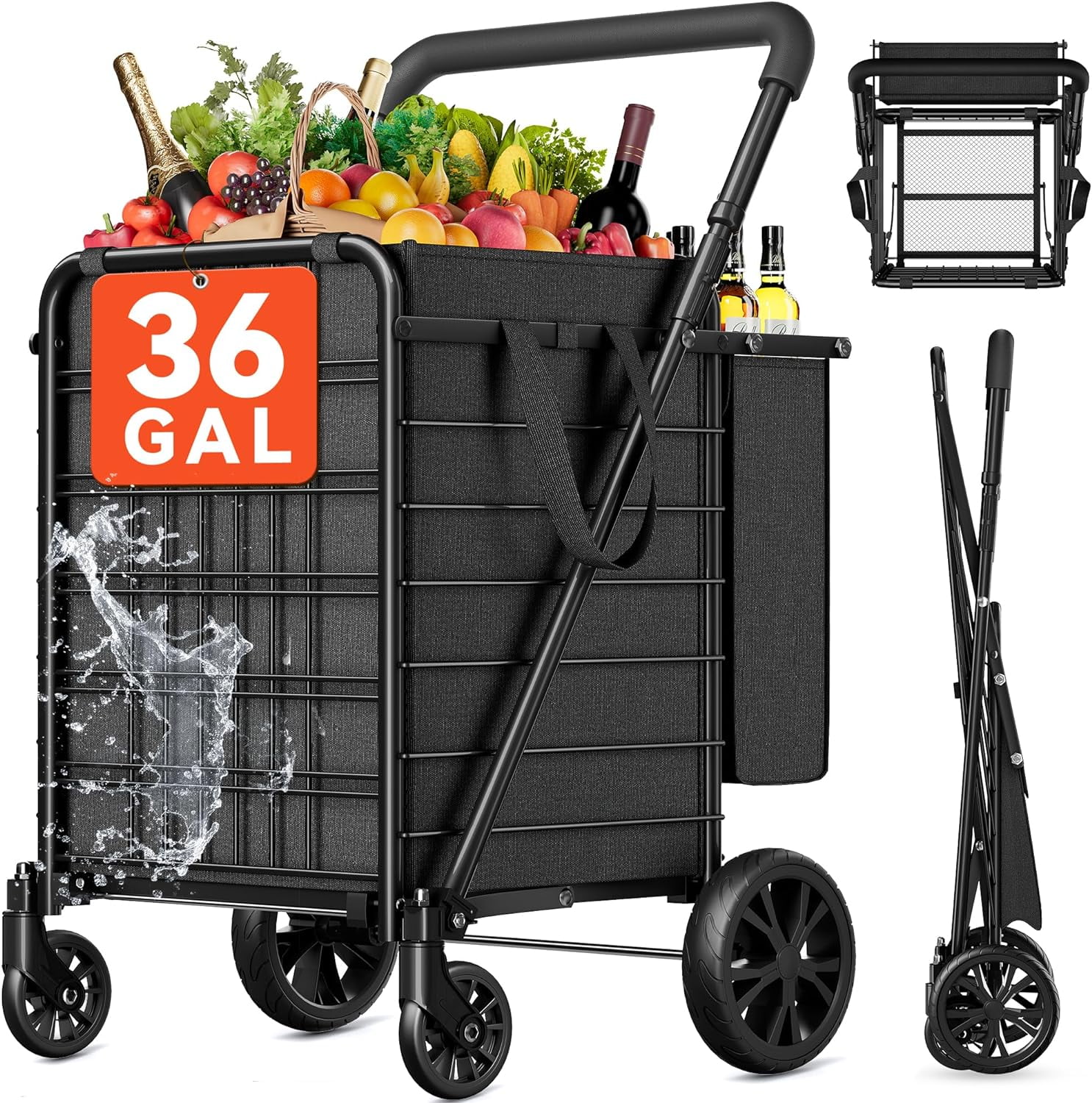 Shopping Cart Grocery Cart on Wheels 136L/36Gal Adjustable Shopping