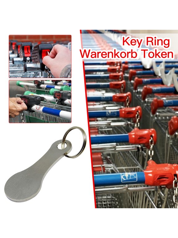 Shopping Cart Key, Aluminum Alloy Cart Key for Grocery Carts, Metal Trolley Token Keychain, Rust-Resistant Shopping Token Tool for Supermarket, Reusable Cart Unlock Key for Key Ring