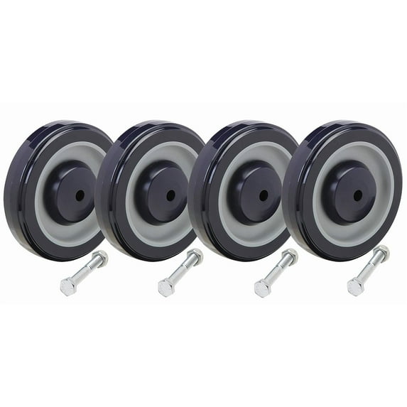 Shopping Cart Wheel Replacement Kit | 5" Diameter | Including 5/16" Axle Bolts: Set of 4