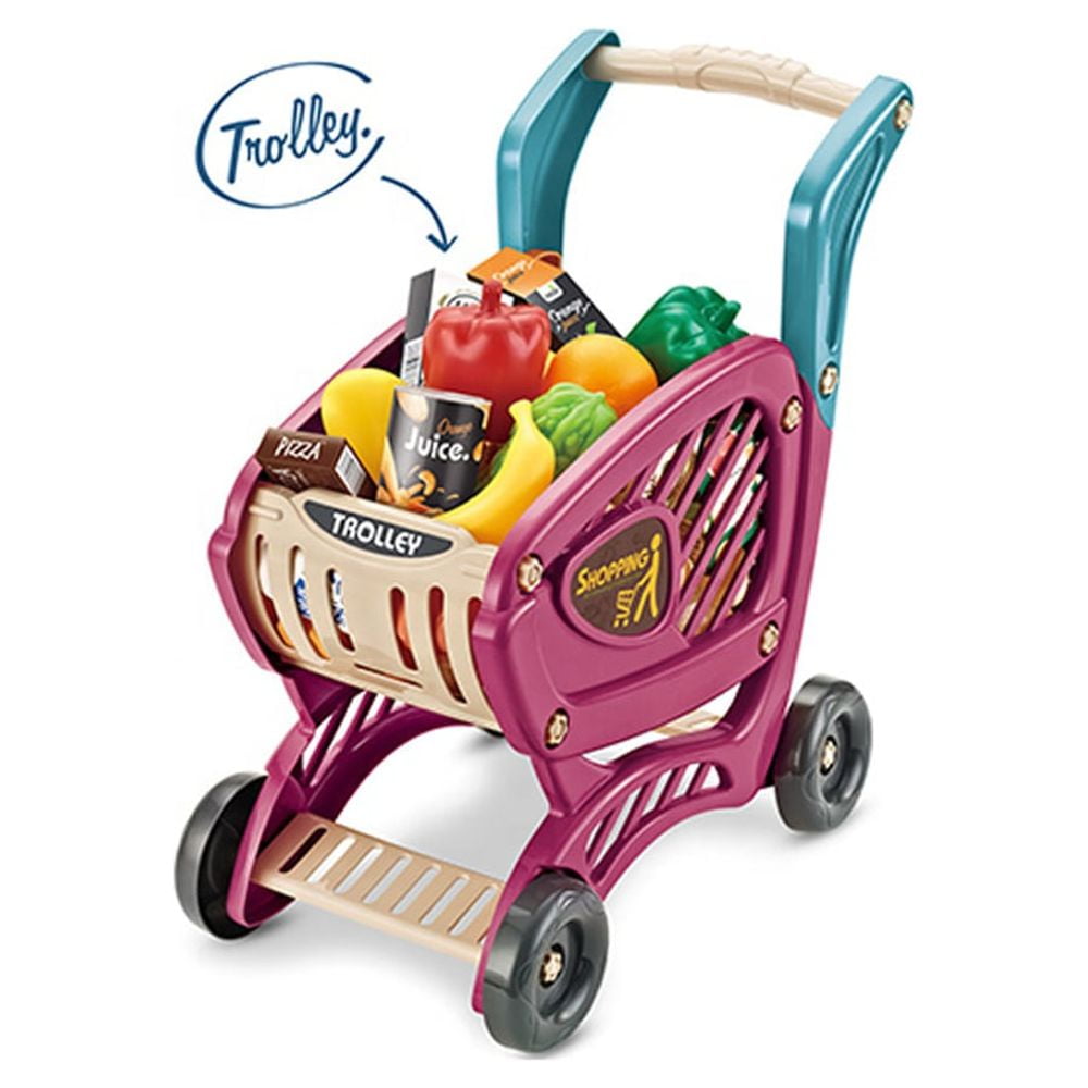 Shopping Cart for Kids 42 Pcs Mundo Toys Grocery Cart for Kids Girls