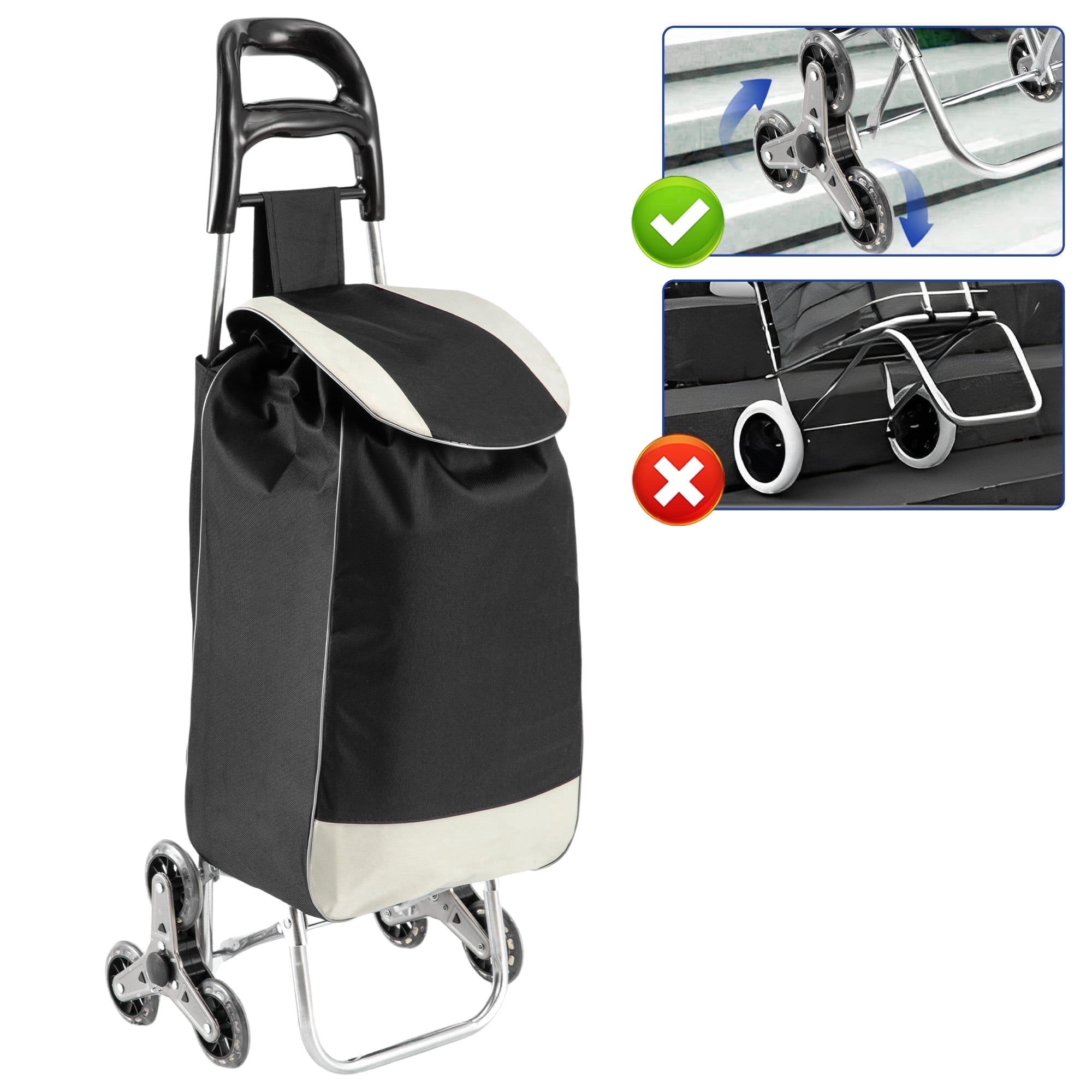 OUTMASTER Shopping Cart with Wheels - A Foldable Stair Climbing Dolly with Removable Oxford Bag.
