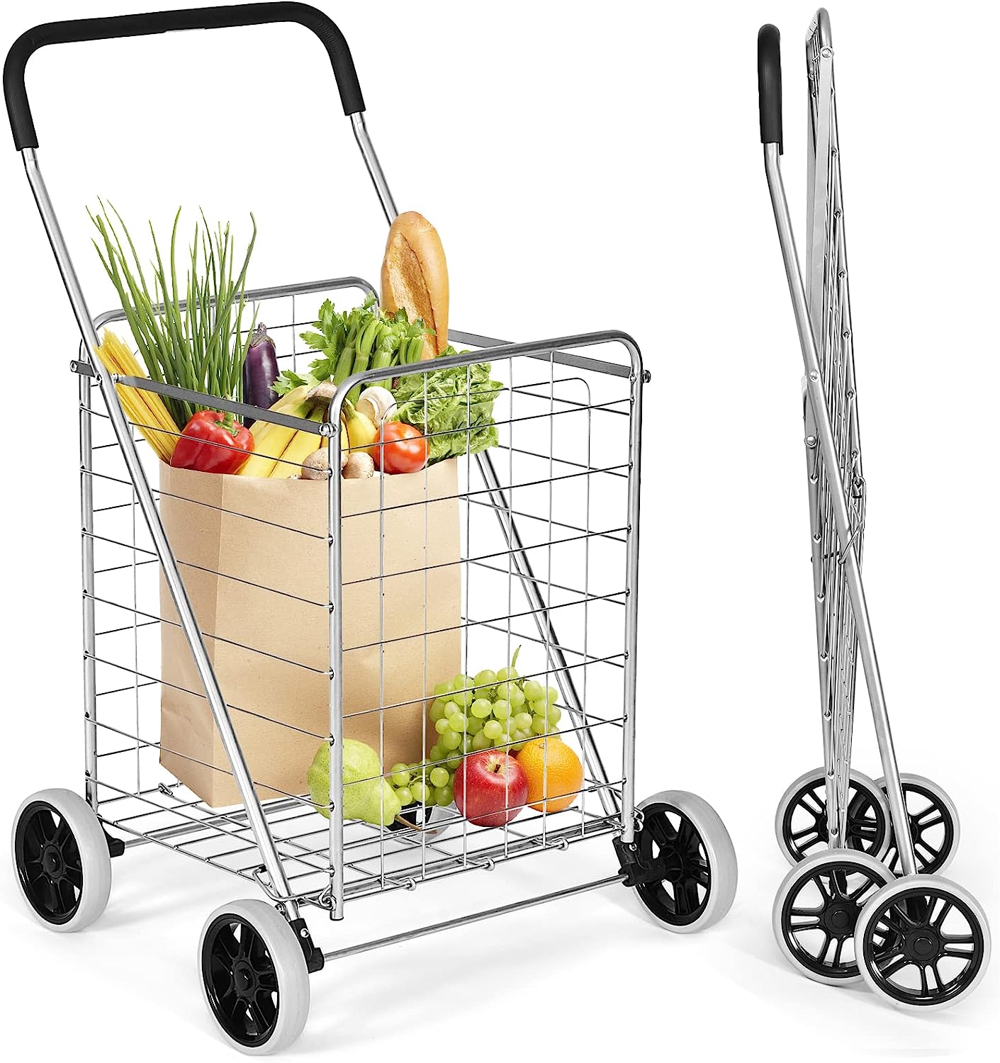 Shopping Carts For Groceries, Heavy Duty Grocery Cart On Wheels