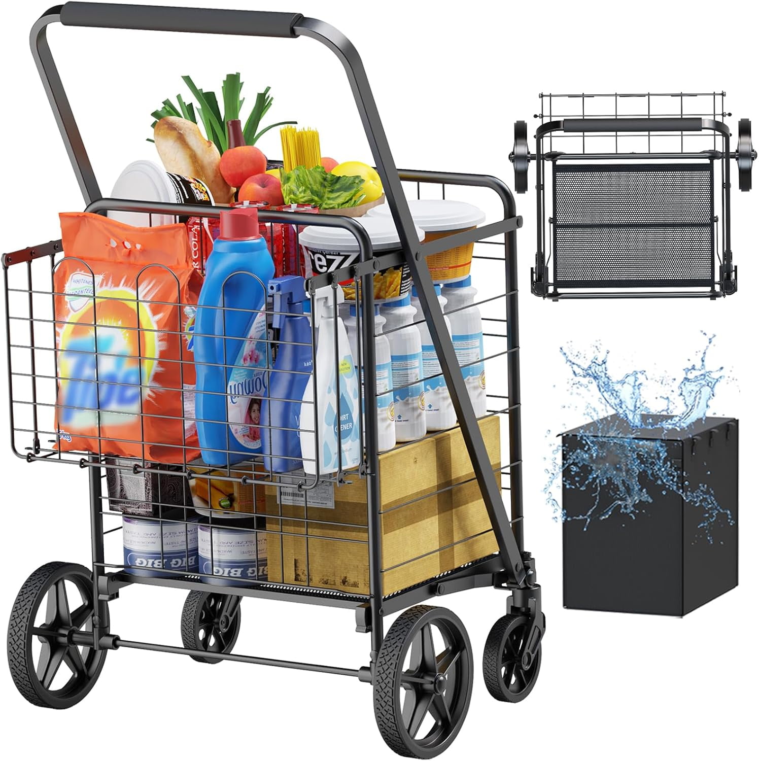Shopping Carts for Groceries, Encrypted Bottom Grocery Cart with ...