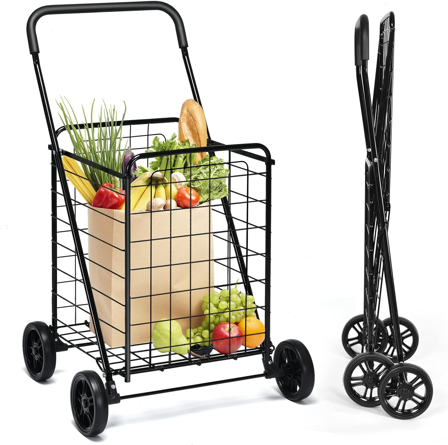 Shopping Carts for Groceries, Heavy Duty Grocery Cart on Wheels