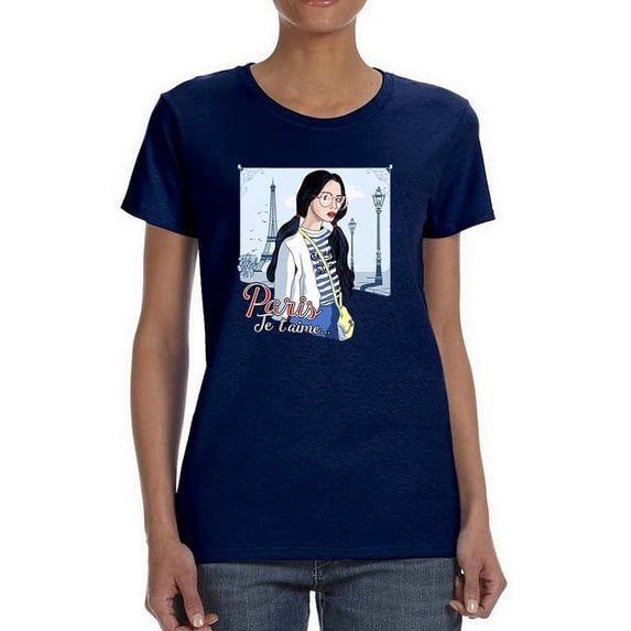 Shopping Girl In Paris Shaped T-Shirt Women -Image by Shutterstock, Female XX-Large