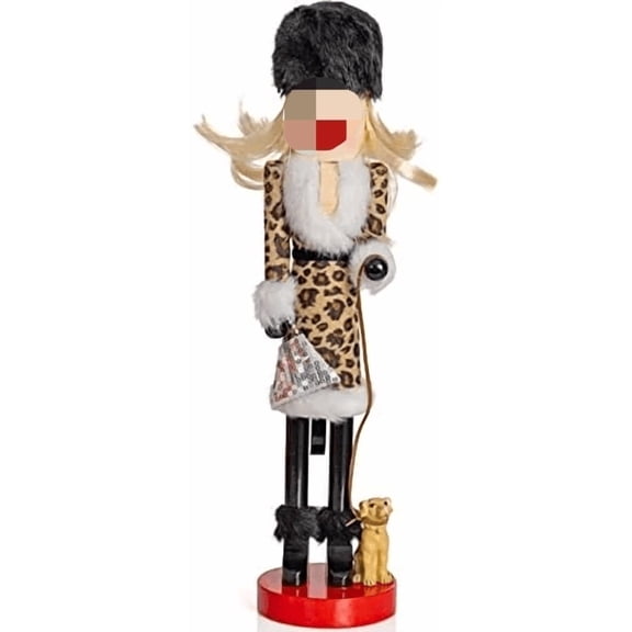 Shopping Lady Christmas Nutcracker - Wooden Glitter Shopper with Dog Mom Themed Holiday Nut Cracker Doll Figure Decorations 15"$$Home Decor, Kitchen, & Other