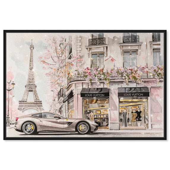 Shopping Spree Trip Paris Canvas Fashion Art Prints by Art Remedy, Black Frame, 24" x 16"