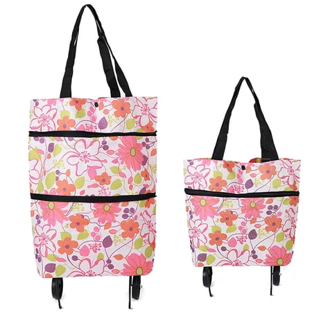 Shopping Trolley Bag Portable: Collapsible Grocery Cart Shopping Bag with Wheels