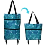 Shopping Trolley Bag, Reusable Portable Collapsible Shopping Bags, Foldable Shopping Cart with Wheels Grocery Bag Extra Large Utility Tote Bag for Travel Shopping Camp, 18L