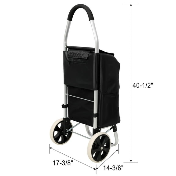 Shopping Trolley with Wheels,Trolley Black Foldable Shopping Cart,Removable Shopping Oxford Waterproof Bag,Black,