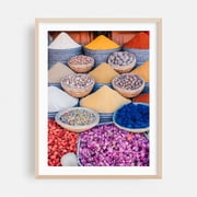 Shopping in Marrakesh - Marrakesh Marrakesh-Safi Morocco Photography Travel Poster Kitchen Decor Floral Oak Framed Wall Art Print 6 x 8 inches