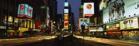 Shopping malls in a city Times Square Manhattan New York City New York State USA Canvas Art - Panoramic Images (36 x 12)