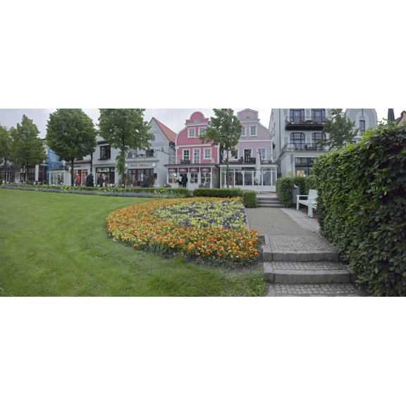 Shops and garden Warnemunde Rostock Germany Canvas Art - Panoramic Images (12 x 36)