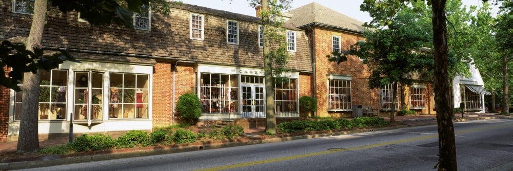 Shops at the roadside North Henry Street Colonial Williamsburg Virginia USA Canvas Art - Panoramic Images (12 x 36)