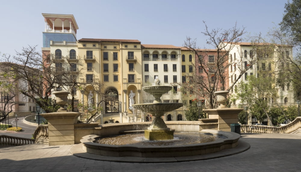 Shops designed to look like Italian village Montecasino Johannesburg Gauteng Province South Africa Canvas Art - Panoramic Images (24 x 14)