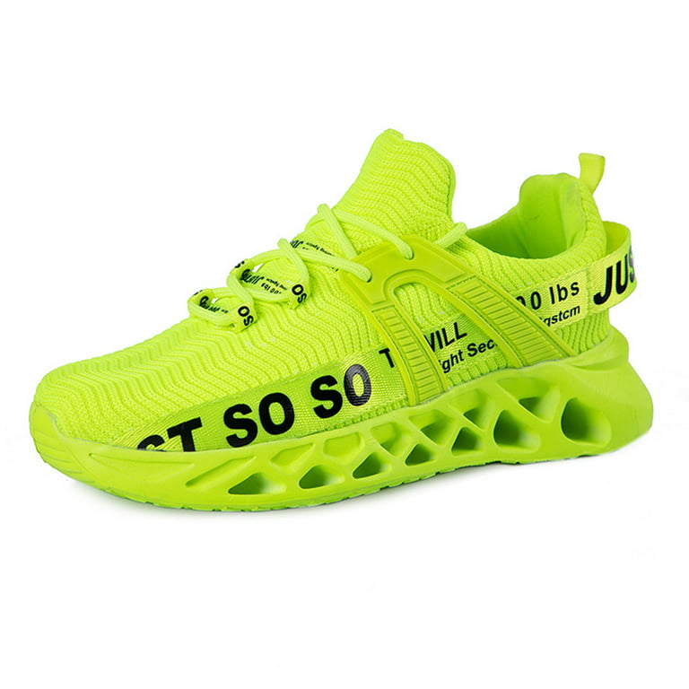 Shopslong Just Soso Shoes for Mens Running Shoes Athletic Walking Blade Tennis Shoes Fashion Mens Sneakers,Fluorescent Green - 11, Men's, White
